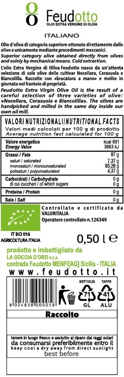 OLIO BIOLOGICO FEUDOTTO ETICHETTA