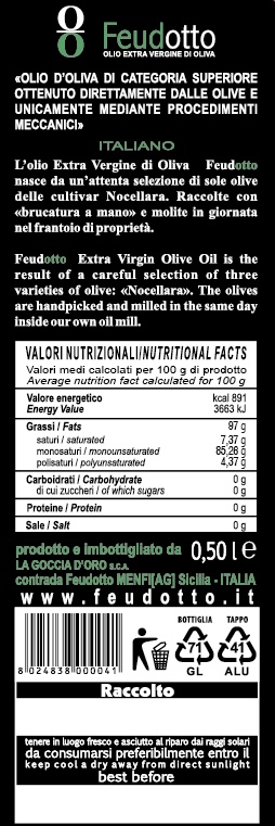 OLIO NOCELLARA FEUDOTTO ETICHETTA